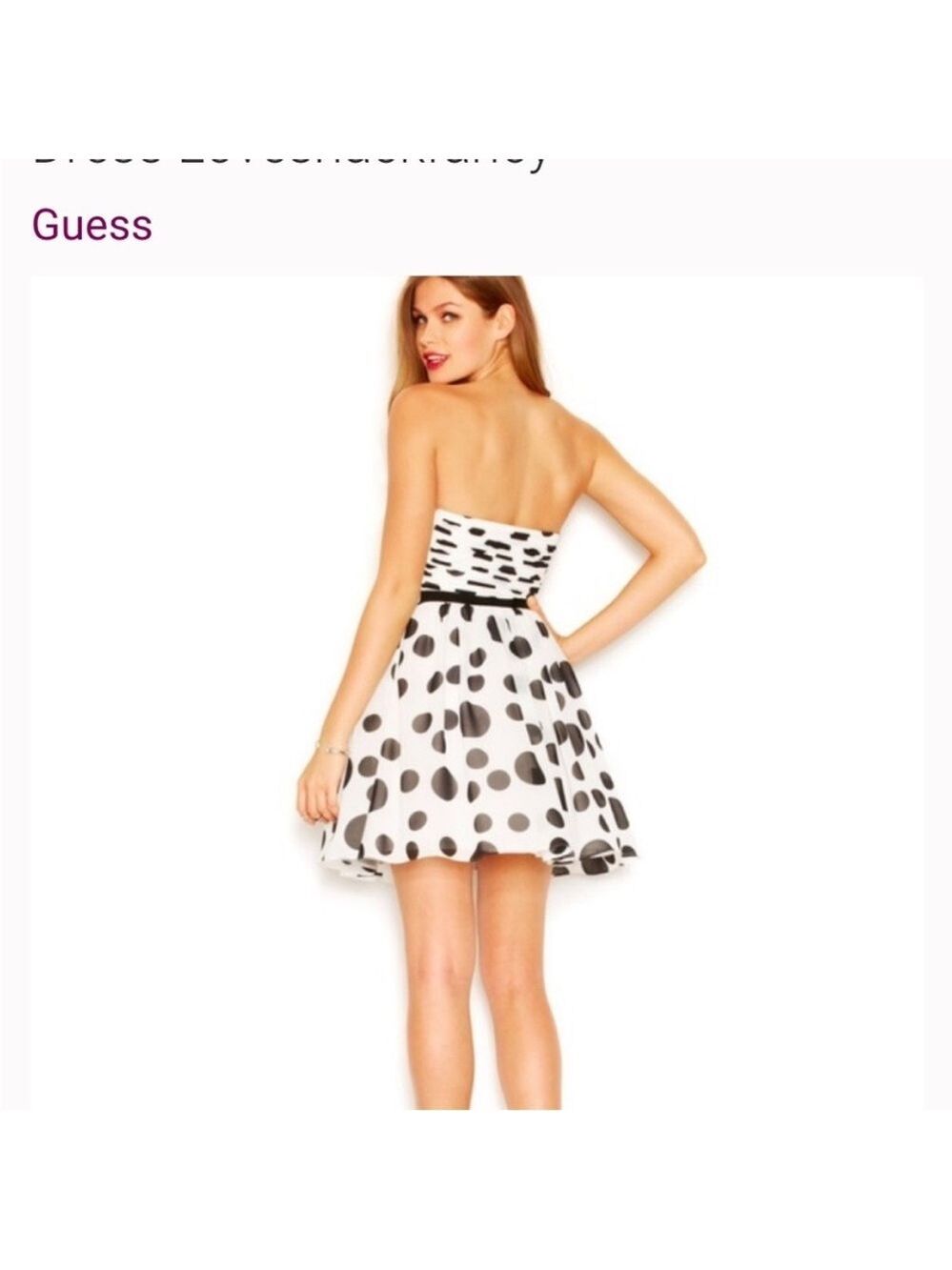 Guess White and Black Strapless A-line Dress NWT SZ 8 - Picture 10 of 10